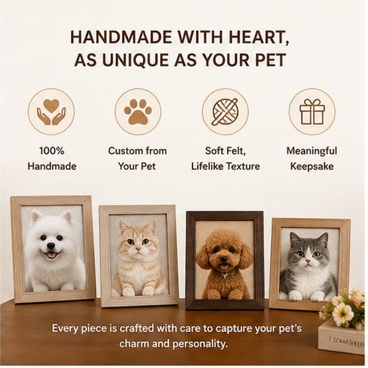 Custom Felt Pet Portrait Frame – Handmade 3D Dog & Cat Keepsake