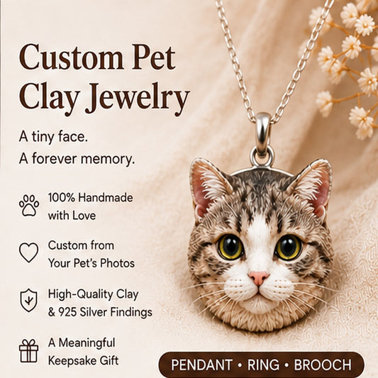 Custom Pet Clay Jewelry – Handmade Personalized Pendant, Ring & Brooch