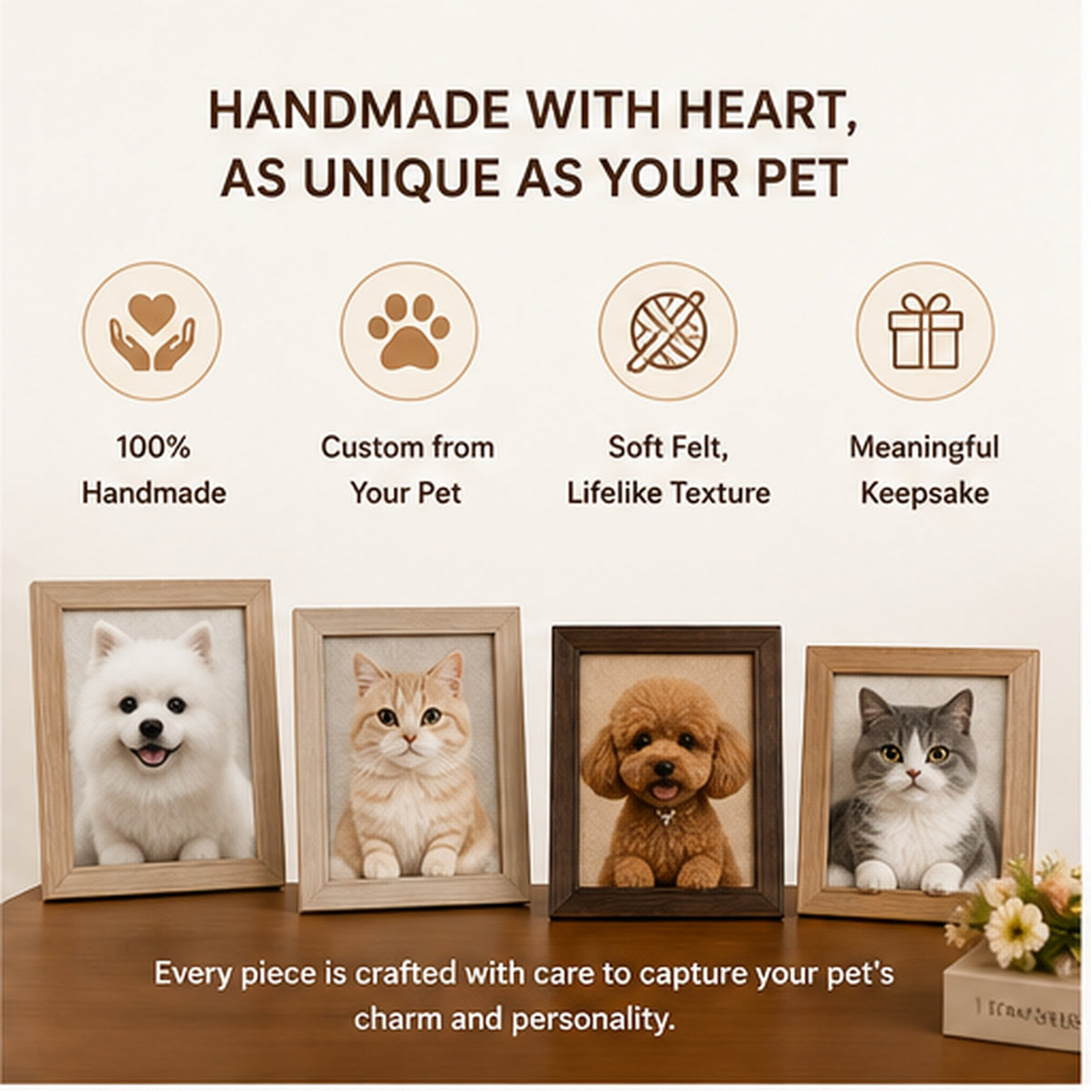 Custom Felt Pet Portrait Frame – Handmade 3D Dog & Cat Keepsake