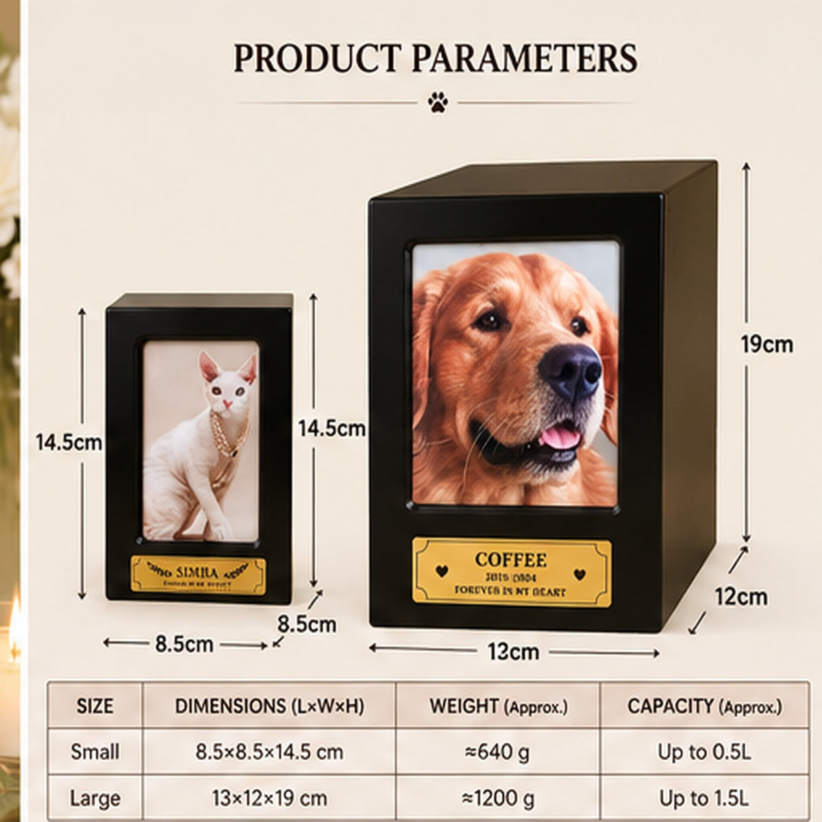 Custom Pet Memorial Urn – Personalized Photo Keepsake Box for Pet Ashes