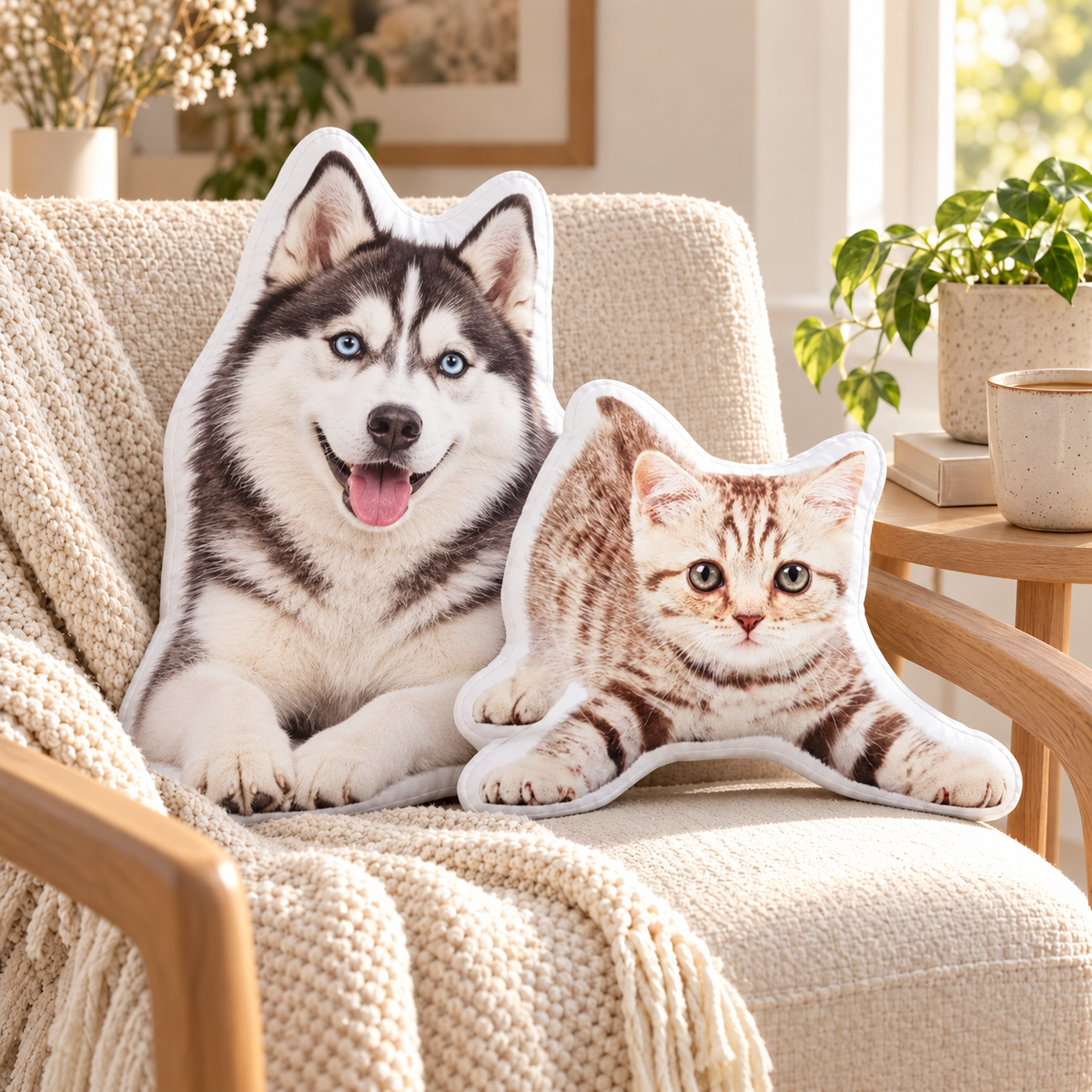 Personalized Pet Photo Pillow - Custom Shaped Cutout Dog & Cat Cushion