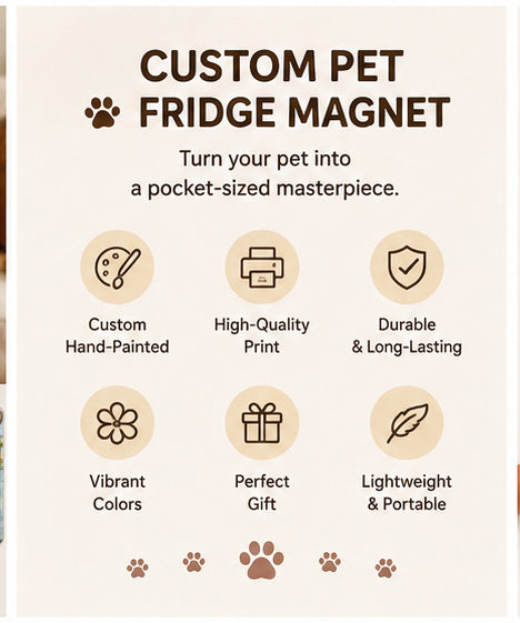 Custom Retro Pet Portrait Refrigerator Magnet