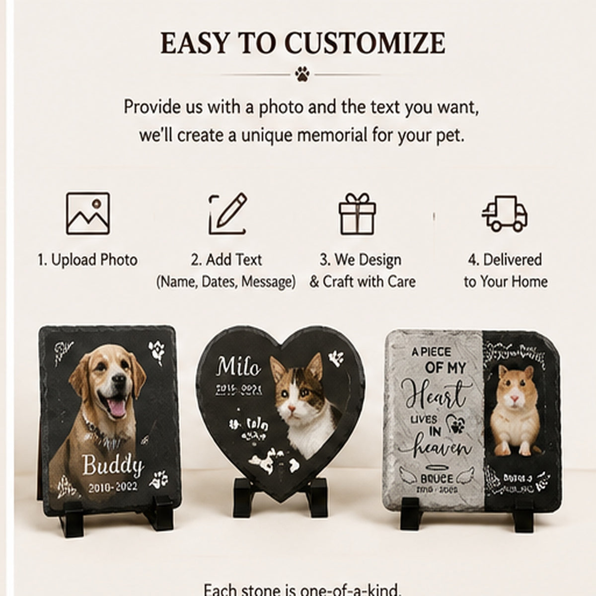 Custom Pet Memorial Tombstone – Personalized Natural Slate Pet Memorial Stone