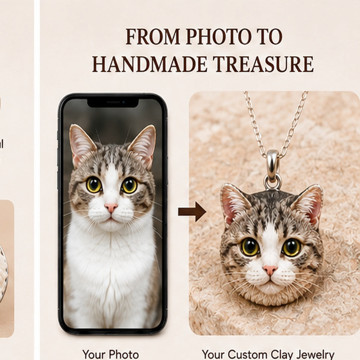 Custom Pet Clay Jewelry – Handmade Personalized Pendant, Ring & Brooch