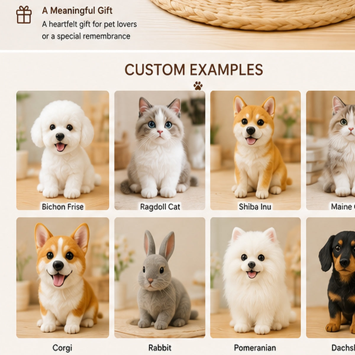 Custom Needle Felted Pet Doll – Handmade Realistic Pet Replica Keepsake