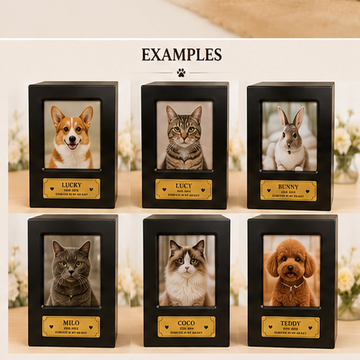 Custom Pet Memorial Urn – Personalized Photo Keepsake Box for Pet Ashes