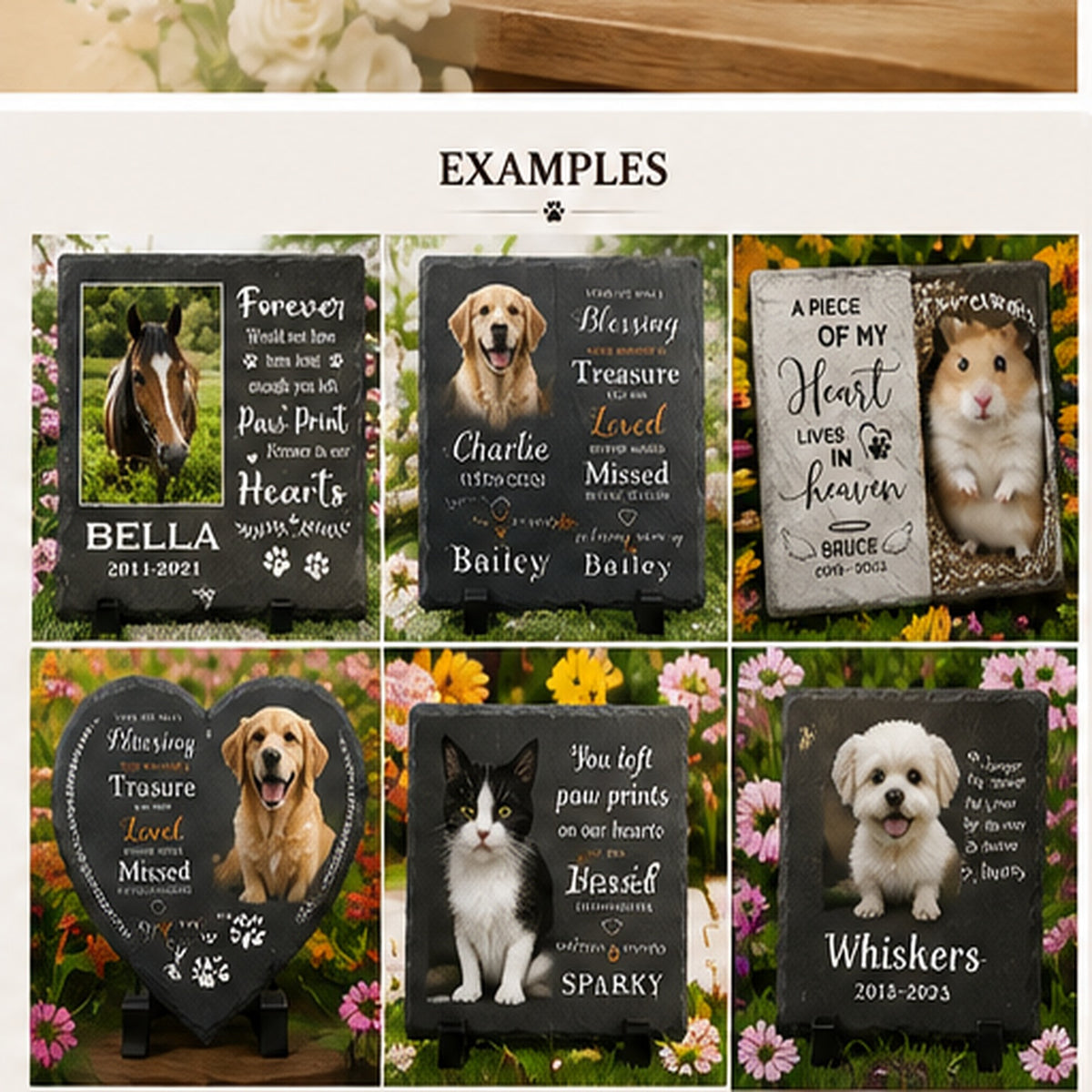Custom Pet Memorial Tombstone – Personalized Natural Slate Pet Memorial Stone