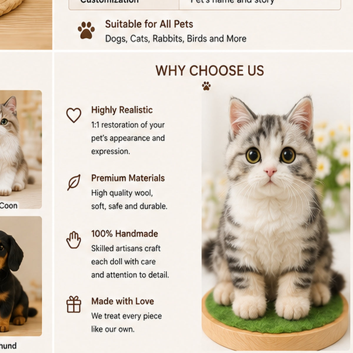 Custom Needle Felted Pet Doll – Handmade Realistic Pet Replica Keepsake