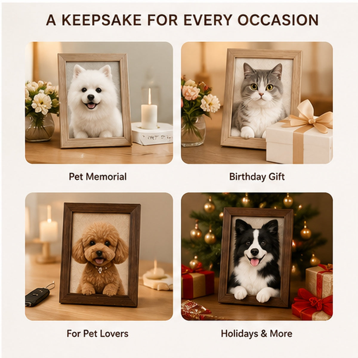 Custom Felt Pet Portrait Frame – Handmade 3D Dog & Cat Keepsake