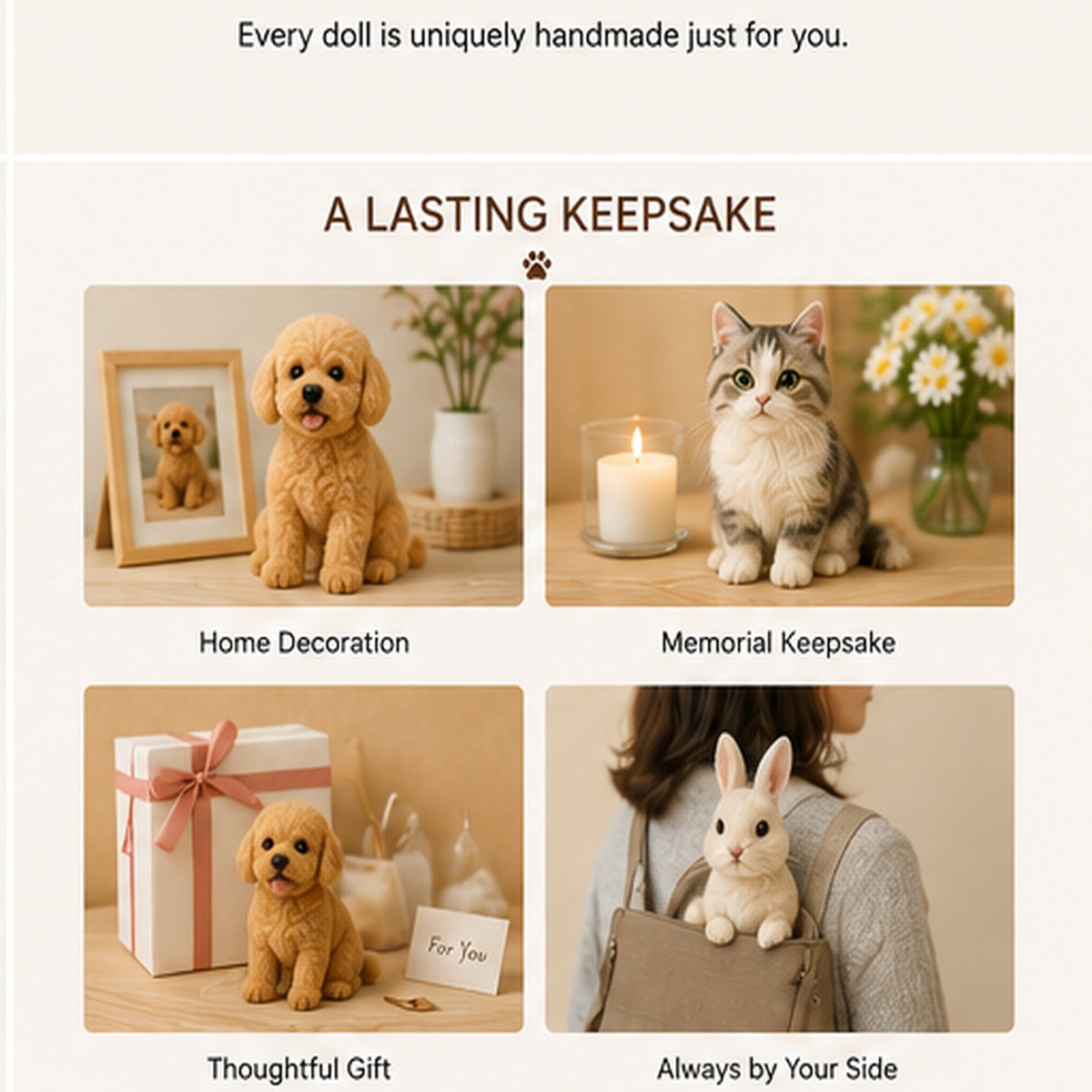 Custom Needle Felted Pet Doll – Handmade Realistic Pet Replica Keepsake