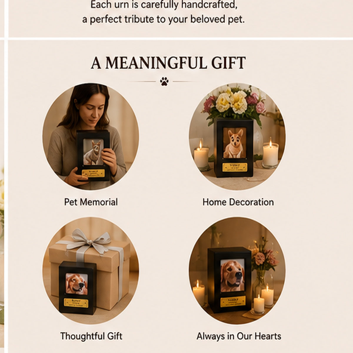 Custom Pet Memorial Urn – Personalized Photo Keepsake Box for Pet Ashes