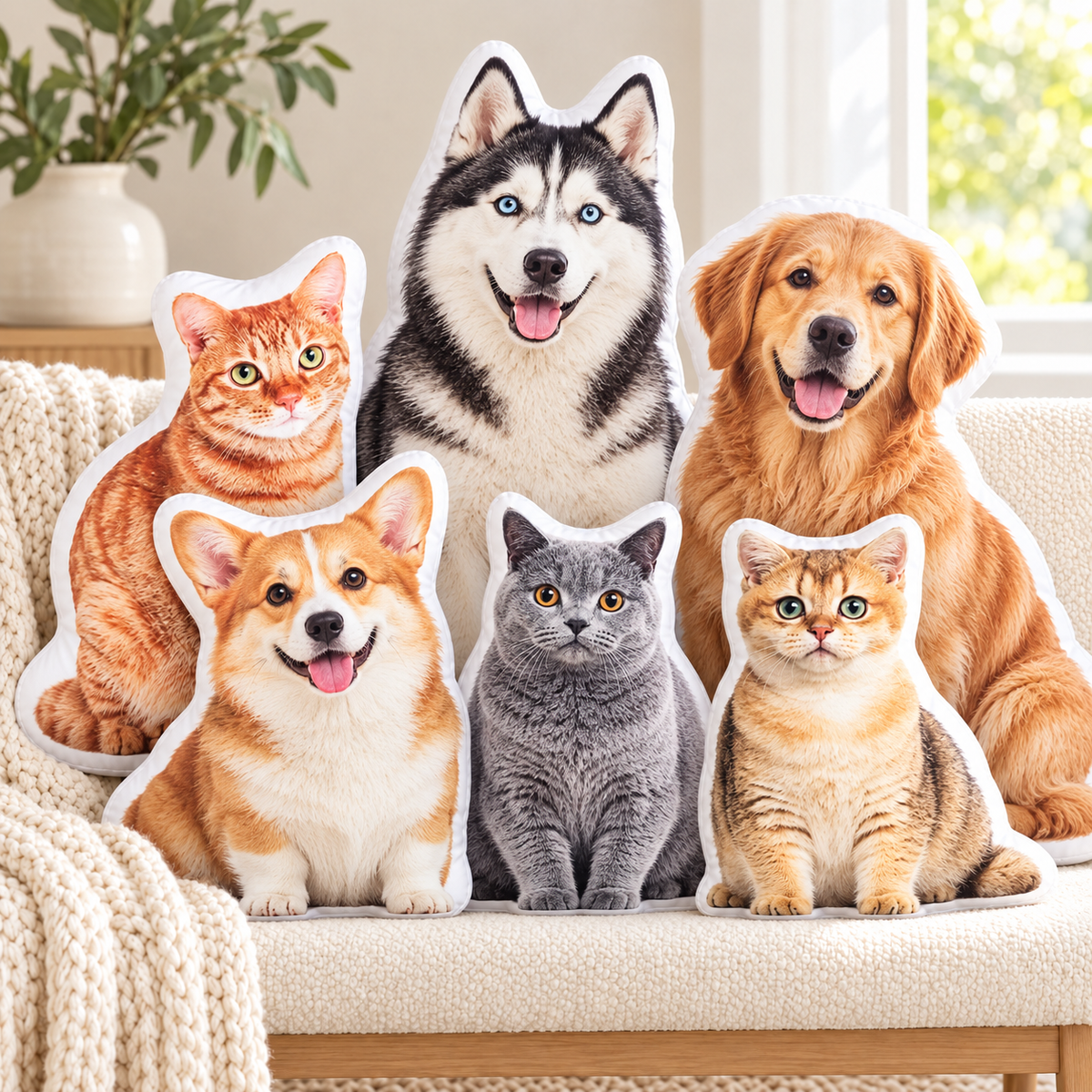 Personalized Pet Photo Pillow - Custom Shaped Cutout Dog & Cat Cushion